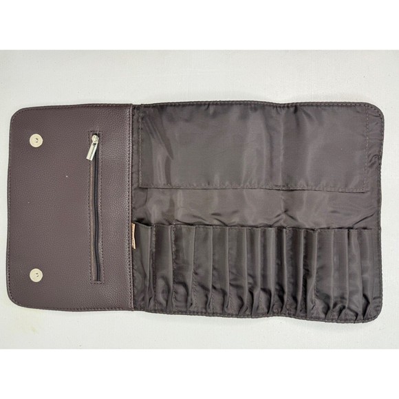 ZOREYA Z'OREYA Makeup Brush Bag Carrier for Cosmetics Brown with Snaps Pocket - Picture 8 of 9